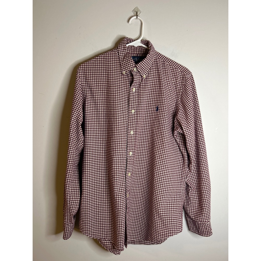 Polo Ralph Lauren Red Gingham Custom Fit Long Sleeve Button Down Shirt Mens M